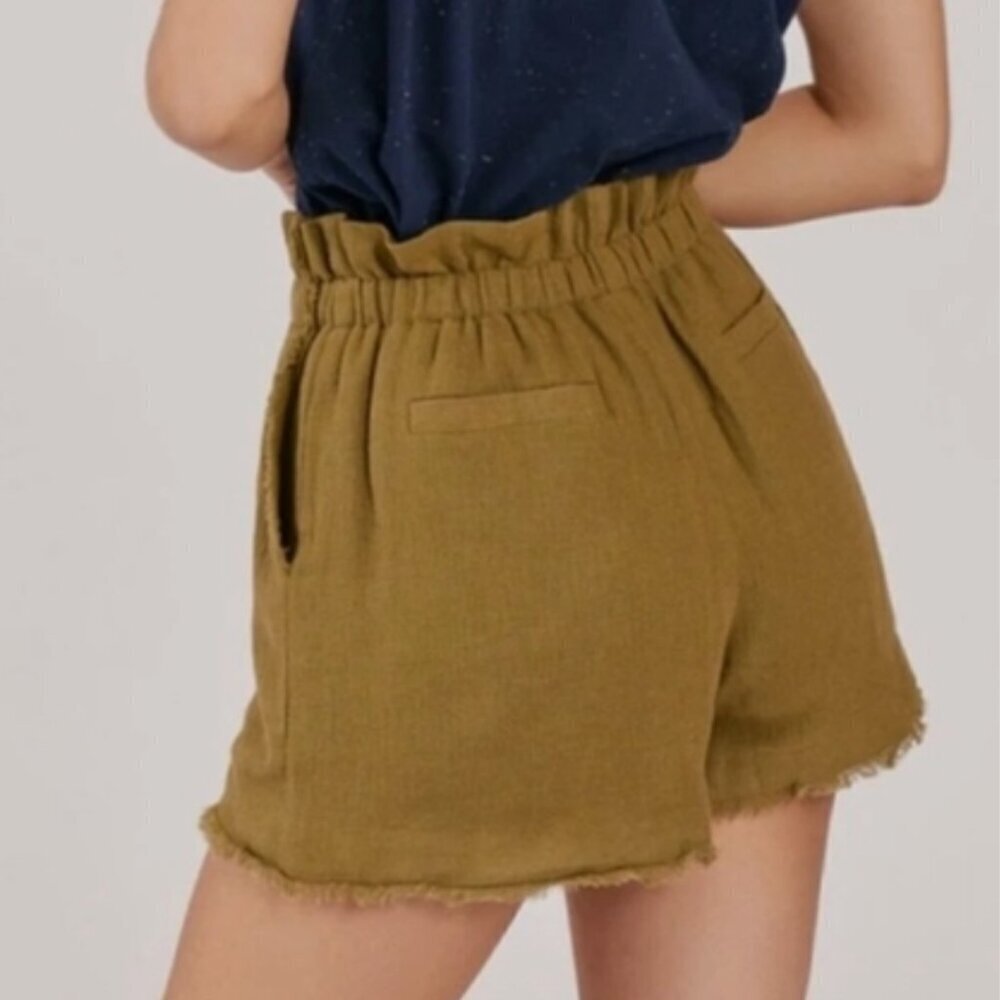Something Navy Ryan Paperbag Shorts Green Hgh Waist Button Front S 2226 - Picture 2 of 10
